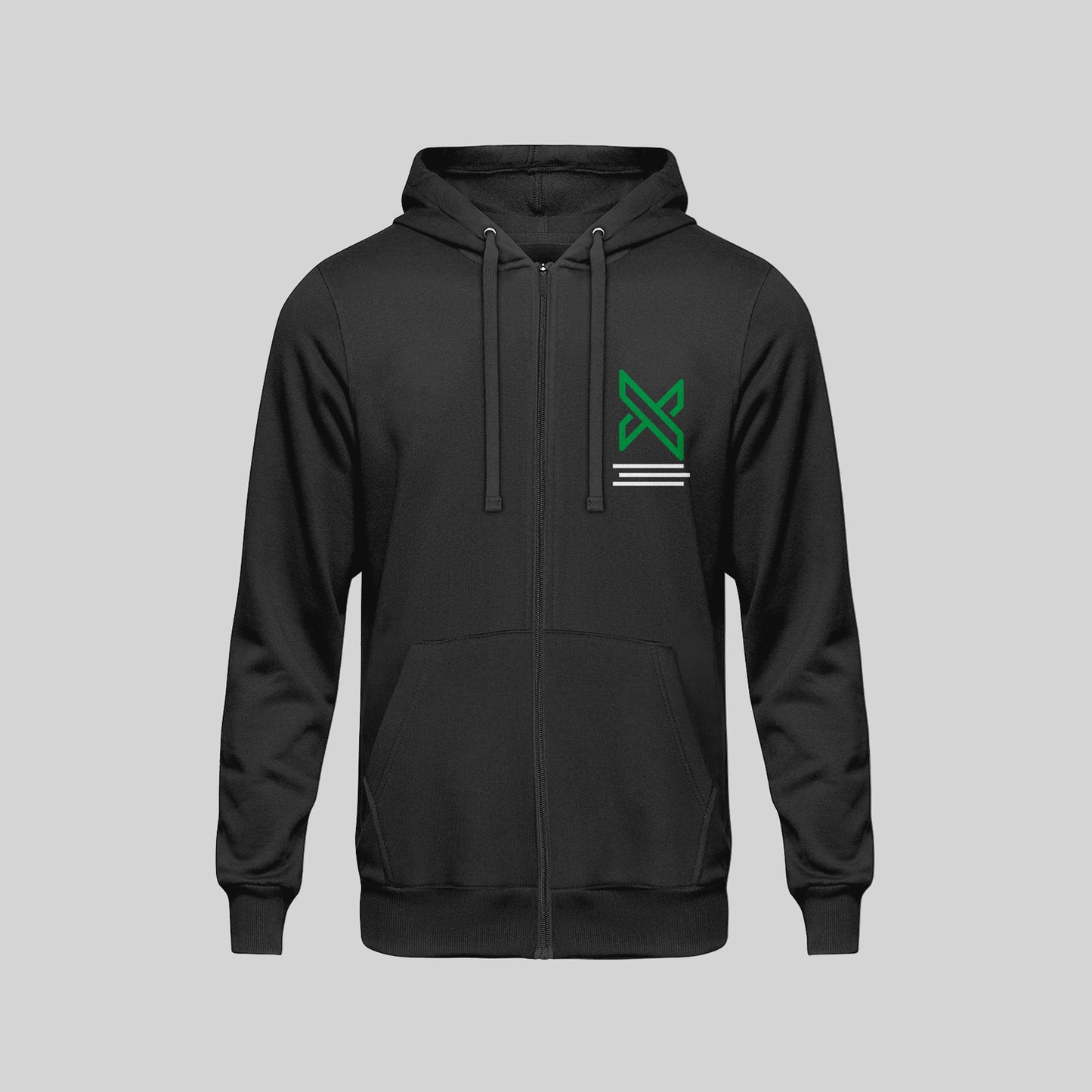 FOG X Logo Zip Up Hoodie Black Front