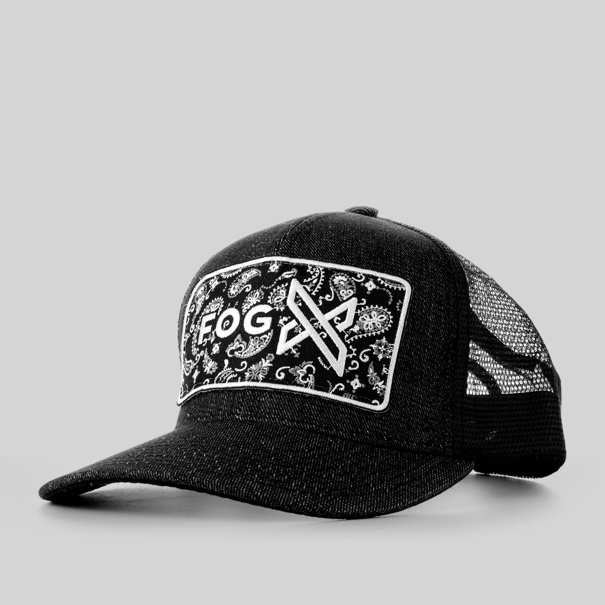 Double Clip Trucker Hat Heather Black