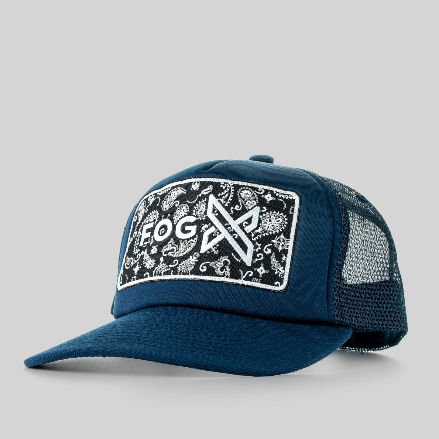 Fog X Trucker Hat Soft Tough Snapback Navy