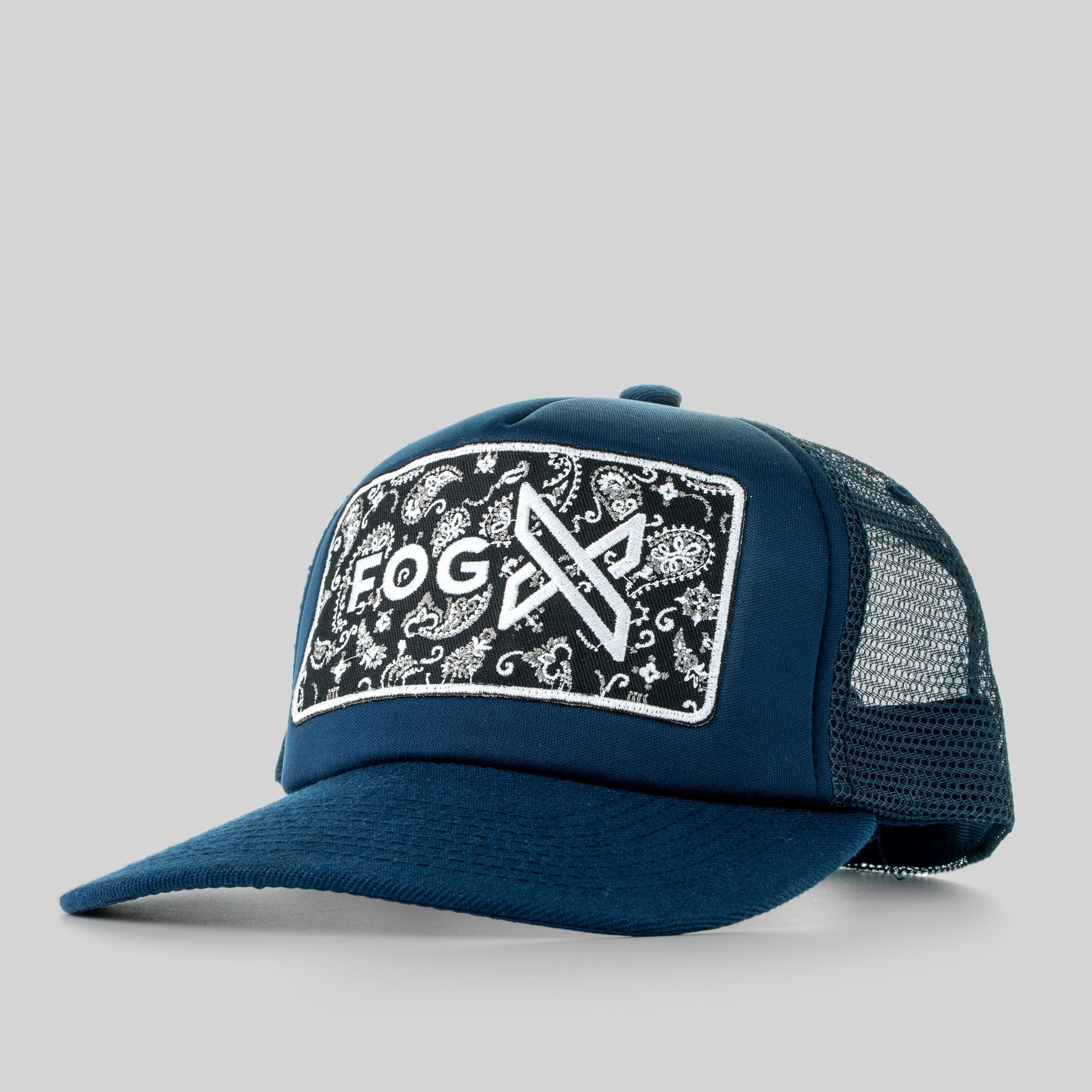 Fog X  Trucker Hat Soft Tough Snapback Navy