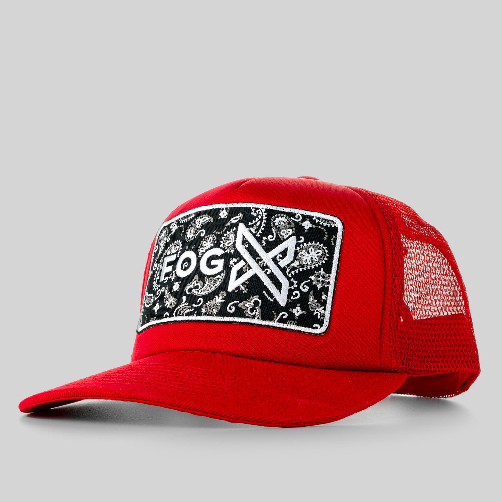 Fog X Trucker Hat Soft Tough Snapback Red