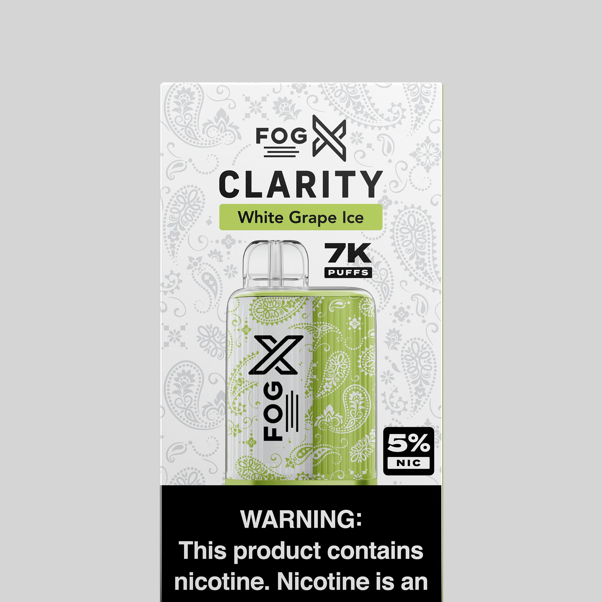 FOG X Clarity 7000 Puffs Disposable Vape Device - White Grape Ice FX Fulfillment Center FOG X Clarity 7000 Puffs Disposable Vape Device - White Grape Ice FX Fulfillment Center