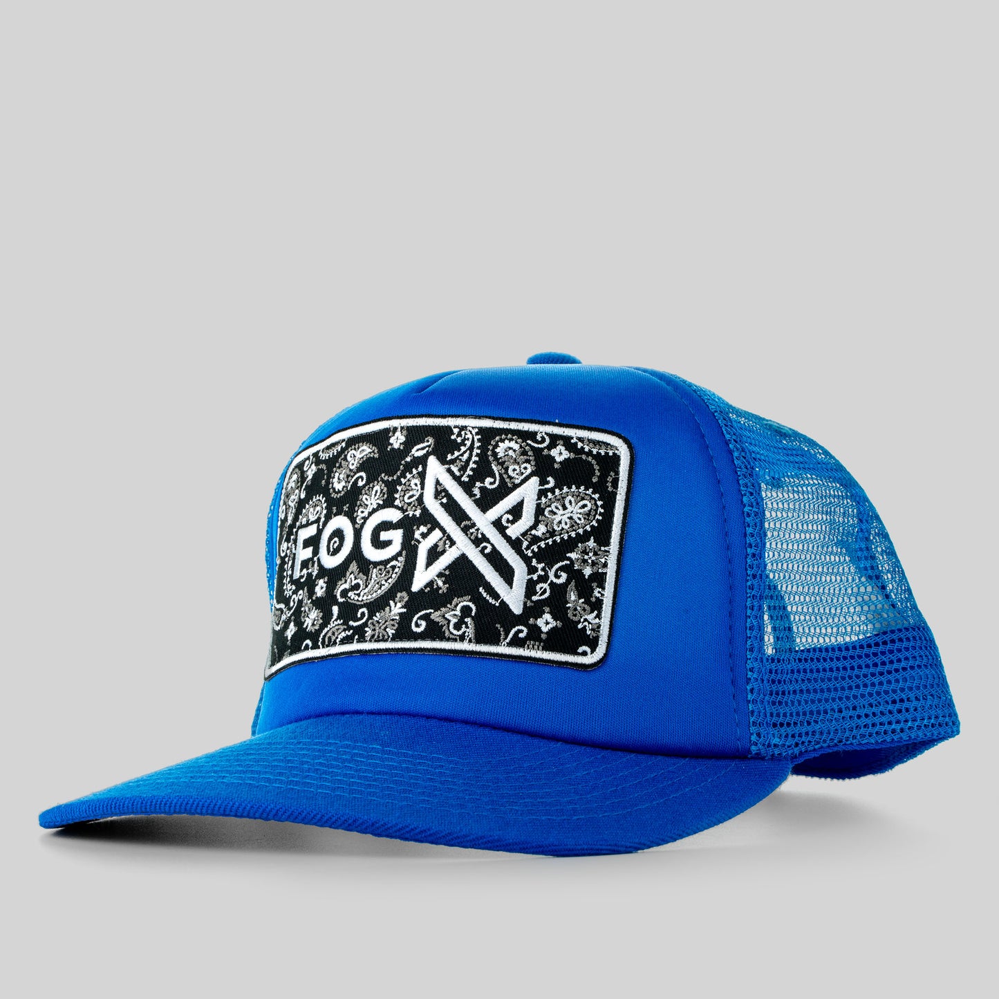 Fog X Trucker Hat Soft Tough Snapback Blue